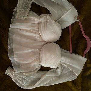 House of Harlow 1960 Cream Off-Shoulder Peplum Blouse BURNA BLOUSE